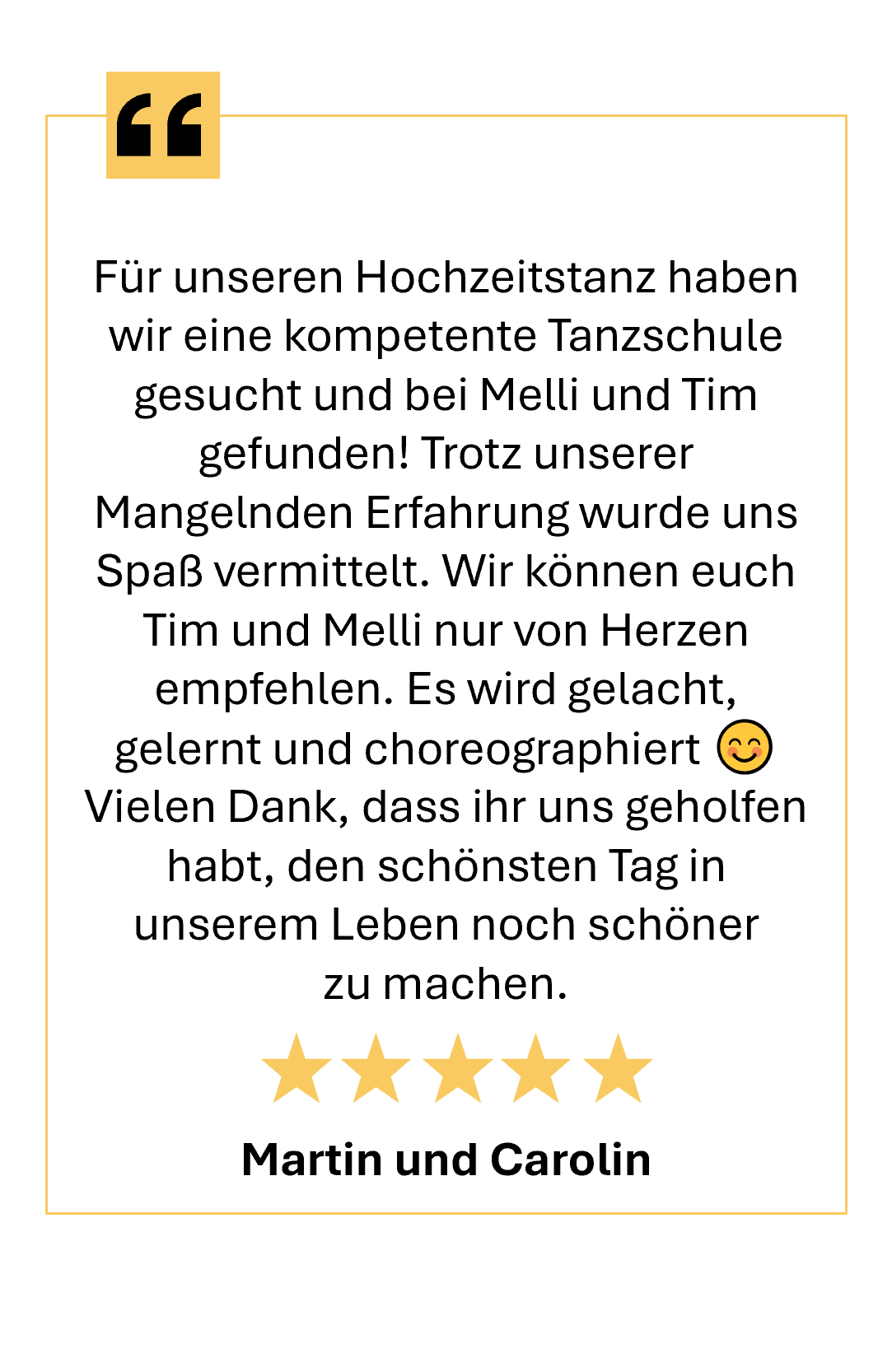 5 Sterne Google Rezension über die Tanzschule Seifert Leipzig