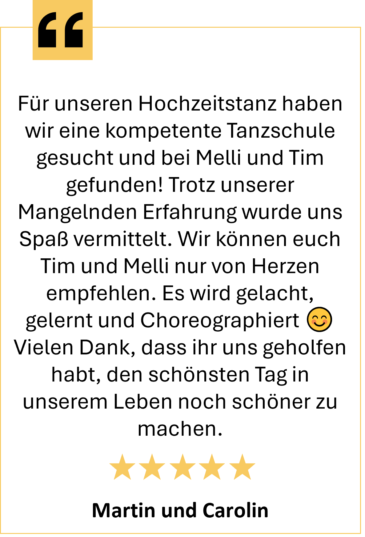 5 Sterne Google Rezension über die Tanzschule Seifert Leipzig