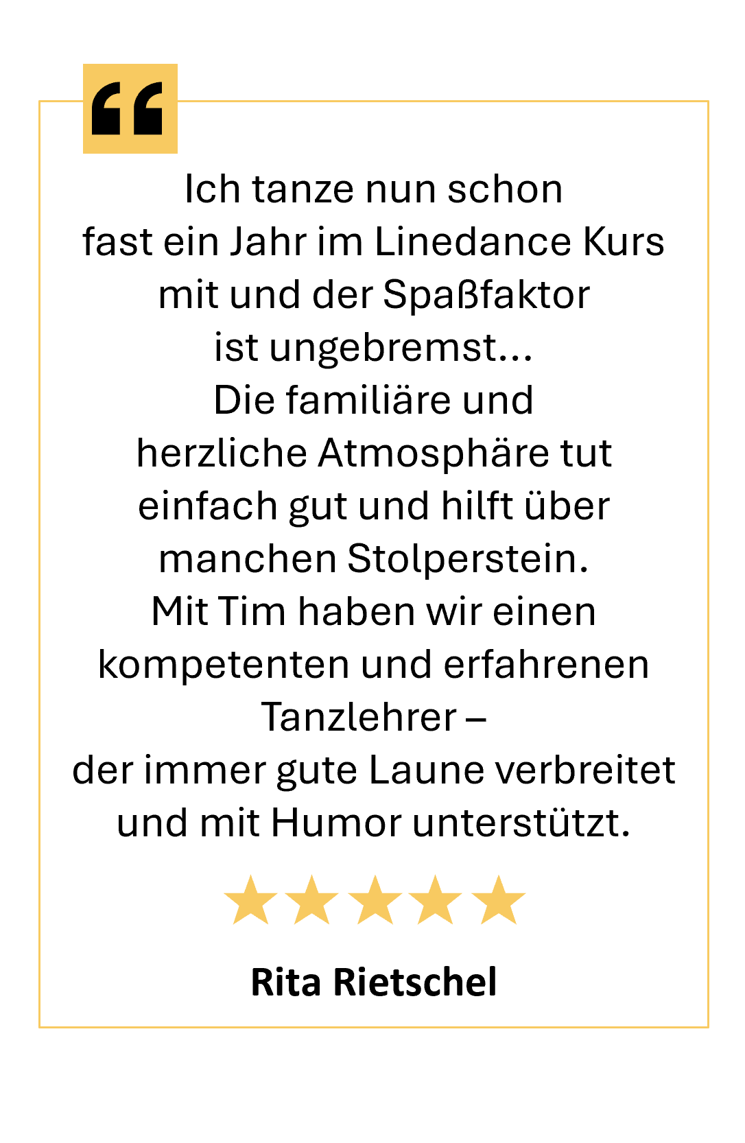 5-Sterne Google Rezension zum Linedance-Kurs in der Tanzschule Seifert Leipzig