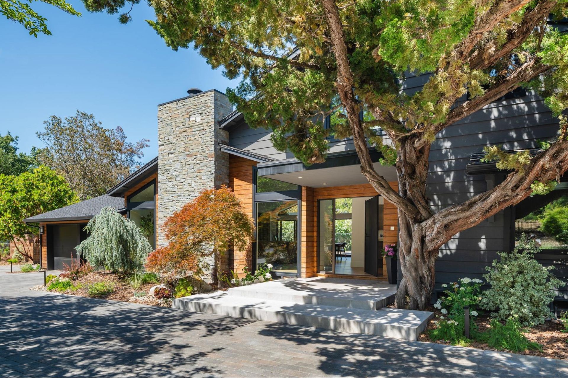 The front of the house designed to showcase the entry and great room