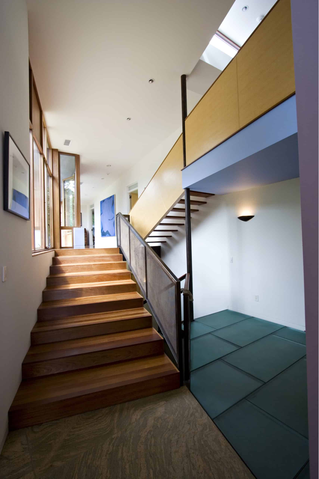 Three unique stair designs connect the split levels of the house