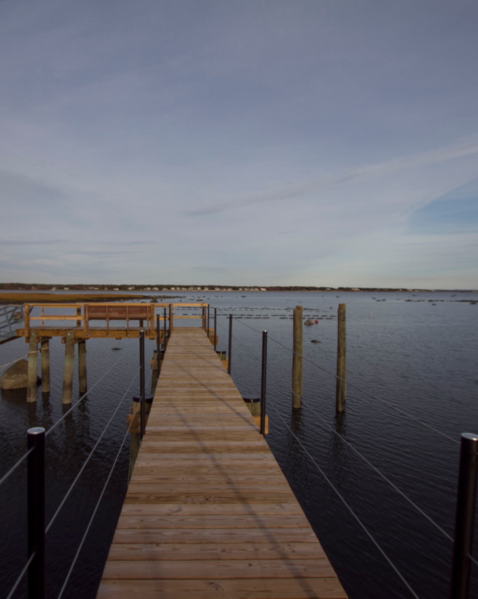 A private wooden dock on Sippican Harbor