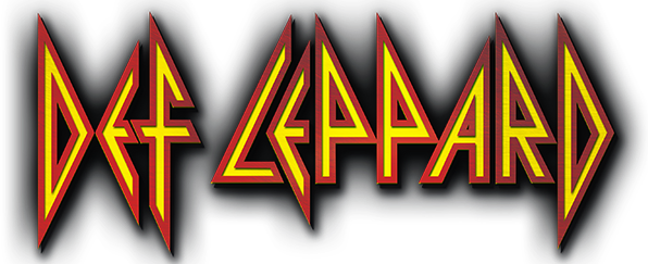 A logo for def leppard is shown on a white background