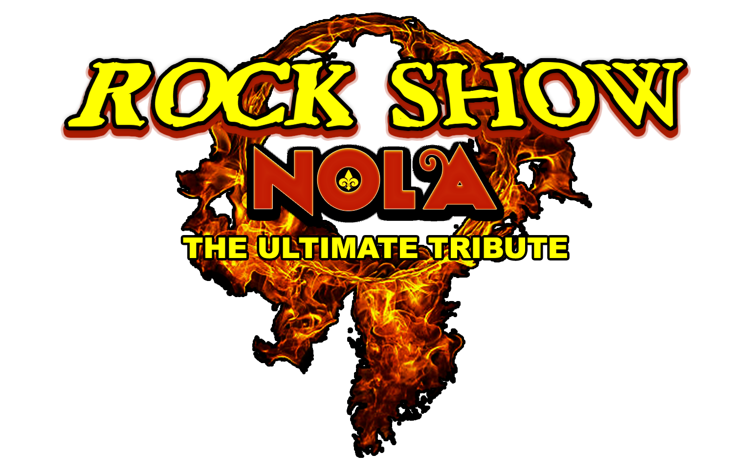 A logo for the rock show nola the ultimate tribute