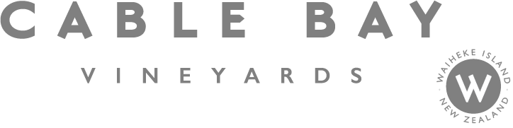 A black and white logo for cable bay vineyards