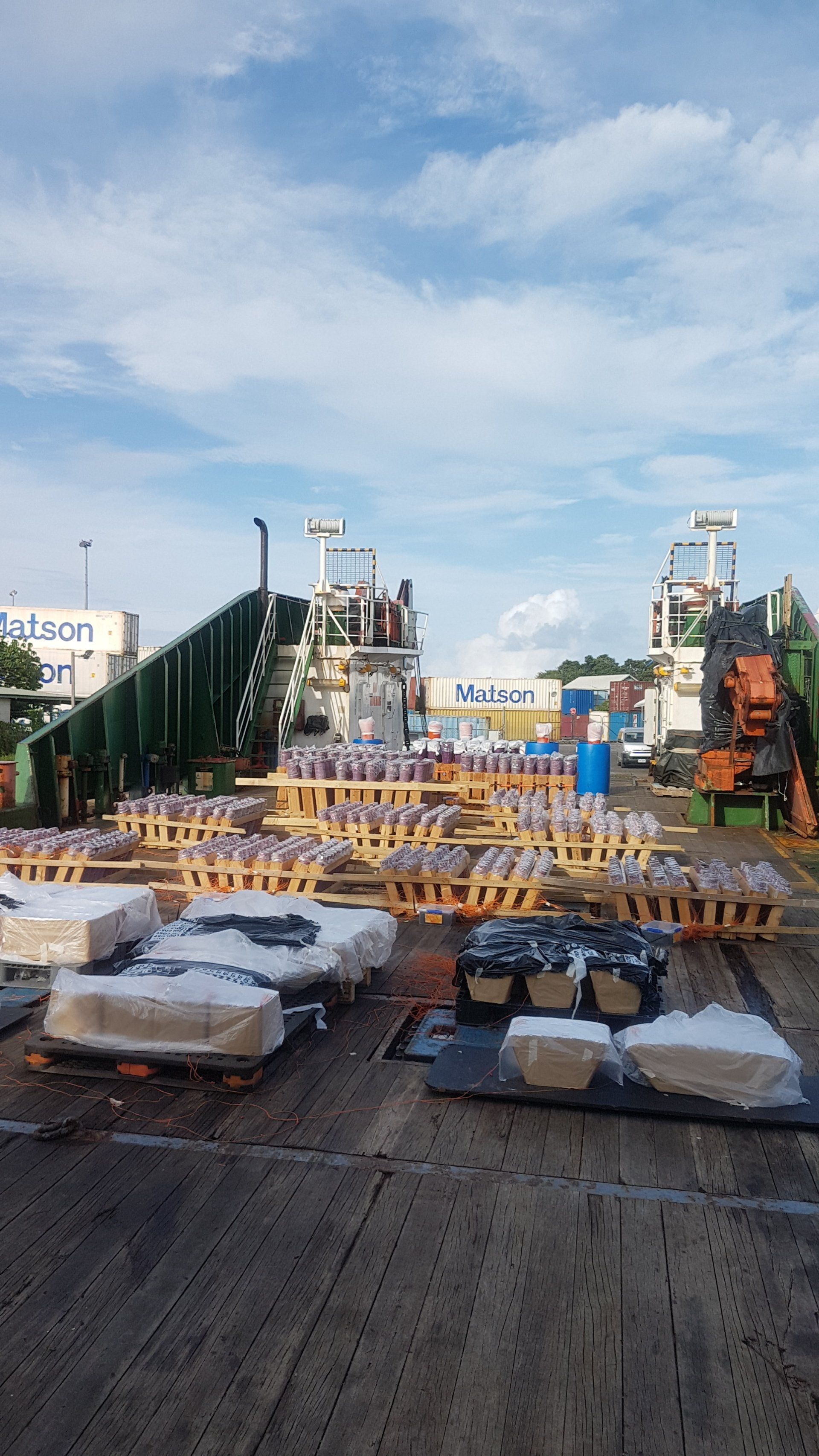 A large warehouse filled with Firework display racks set for NYE in Samoa