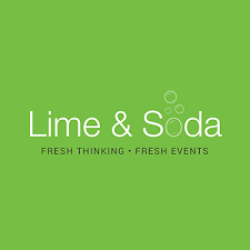 A lime and soda logo on a green background.
