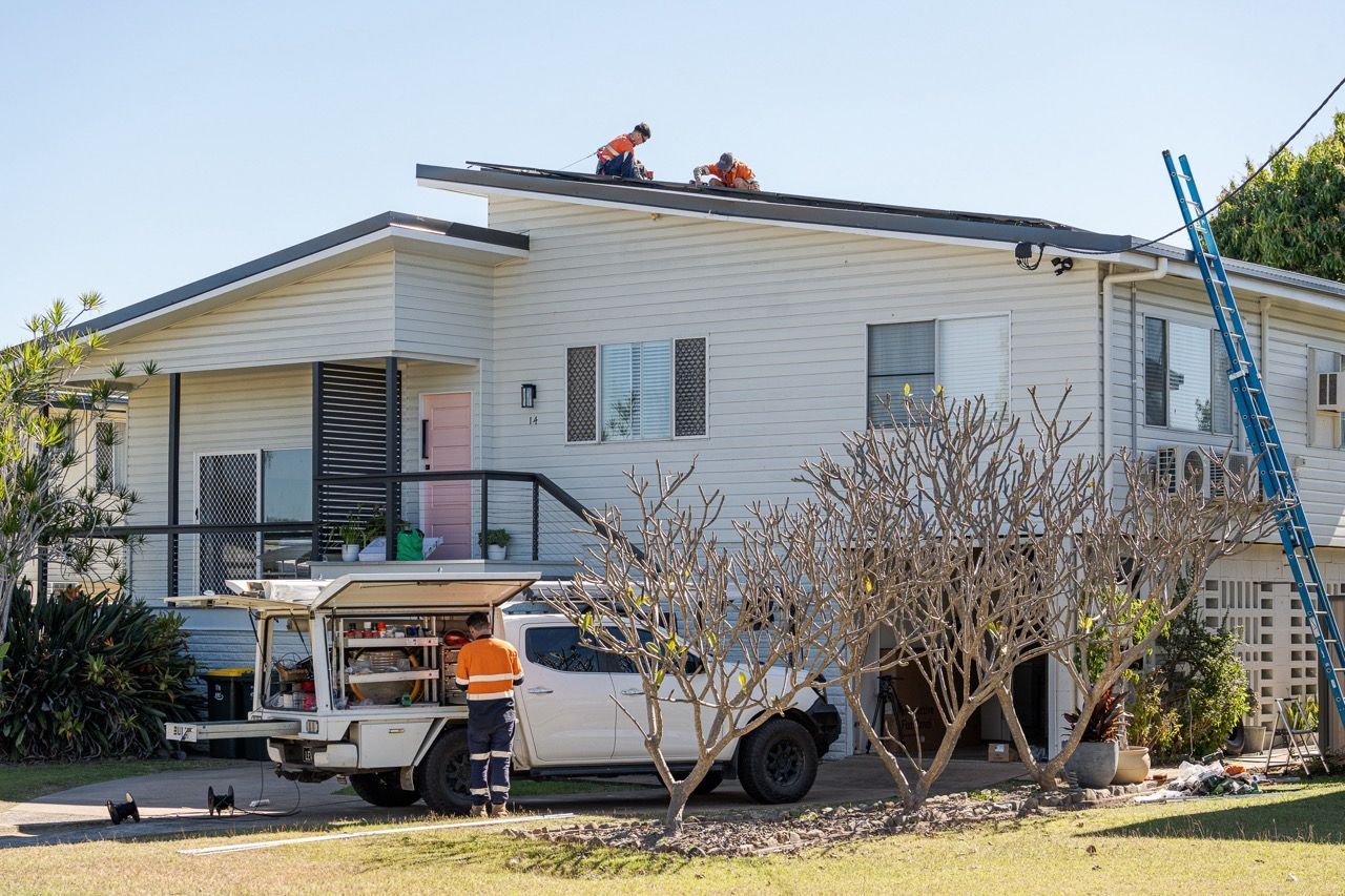 Our Team Working On A Solar Installation — Levi's Electrics in Nerimbera, QLD