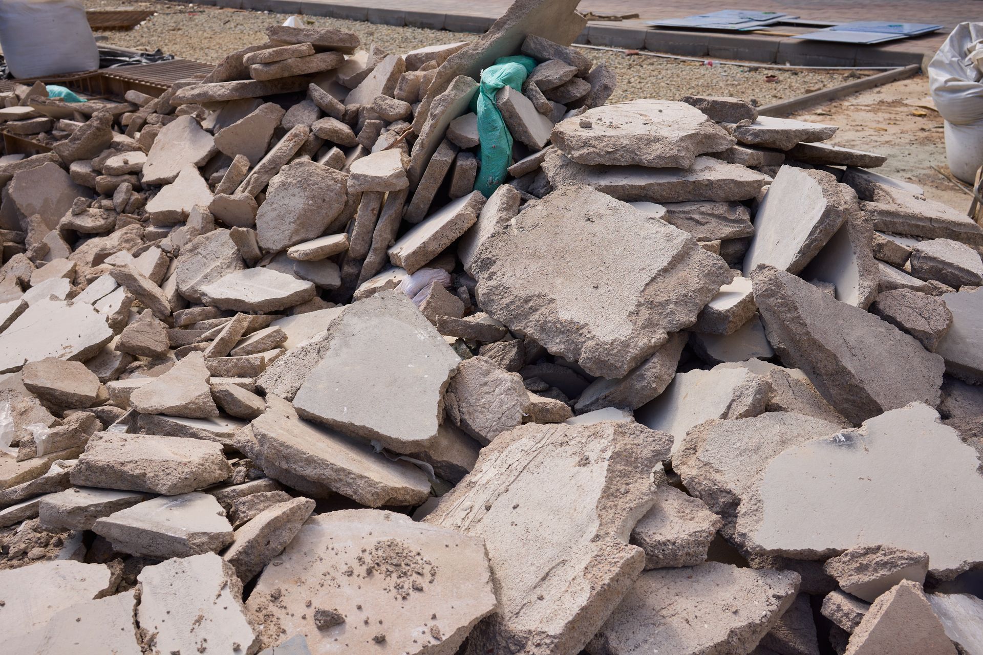 Pile of broken concrete debris.