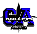 CA Bullets Allstars logo with blue and black text and a starburst design.