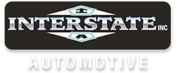 The logo for interstate automotive is black and white.