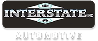 The logo for interstate automotive is black and white.