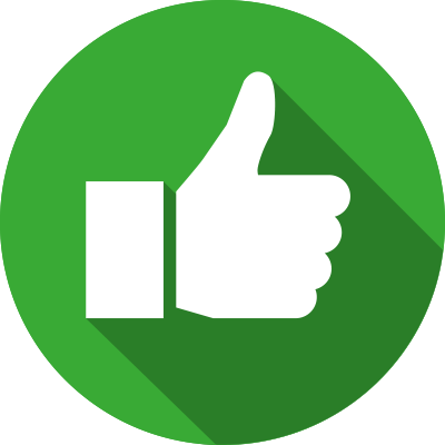 A green button with a thumbs up sign on it