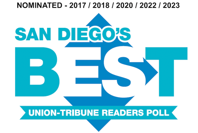 Voted San Diego's BEST in San Diego Union-Tribune Readers Poll in 2017, 2018, 2020, and 2022