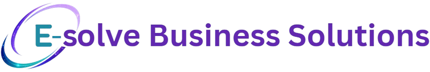 Logo of E-solve Business Solutions, with a blue and purple design.