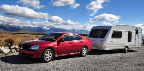 Caravan and car