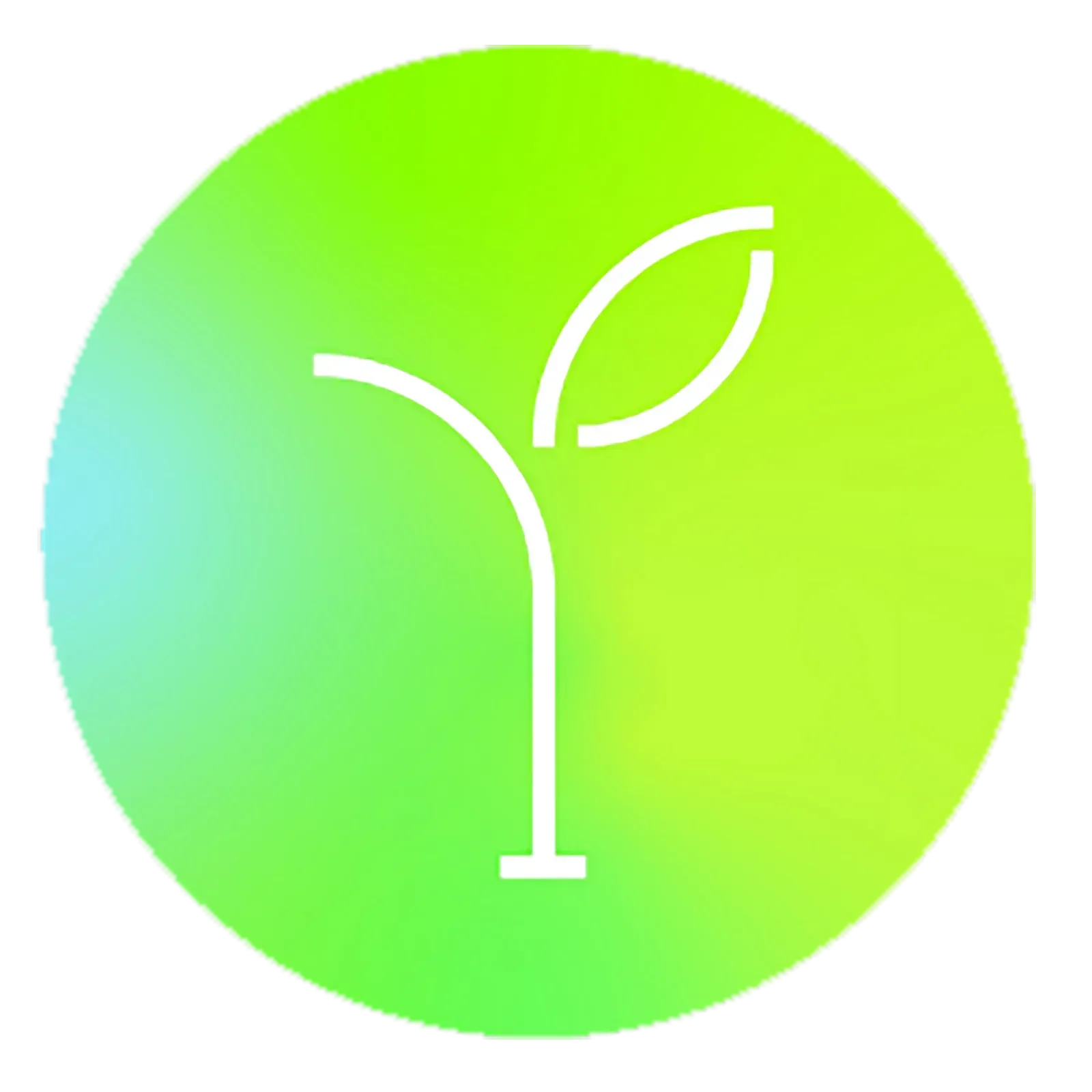 A green circle with a plant growing out of it.