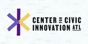 The center of civic innovation atl logo is purple and yellow.