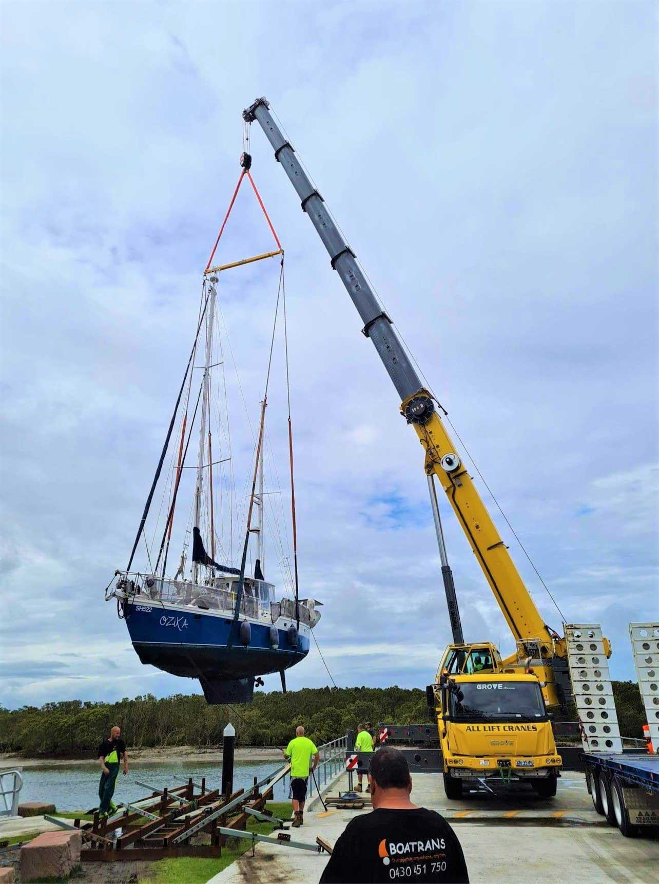 Crane Lifting Boat — Ulladulla Crane Hire in Milton, NSW