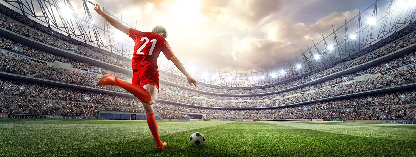 Fußballspieler im Stadion