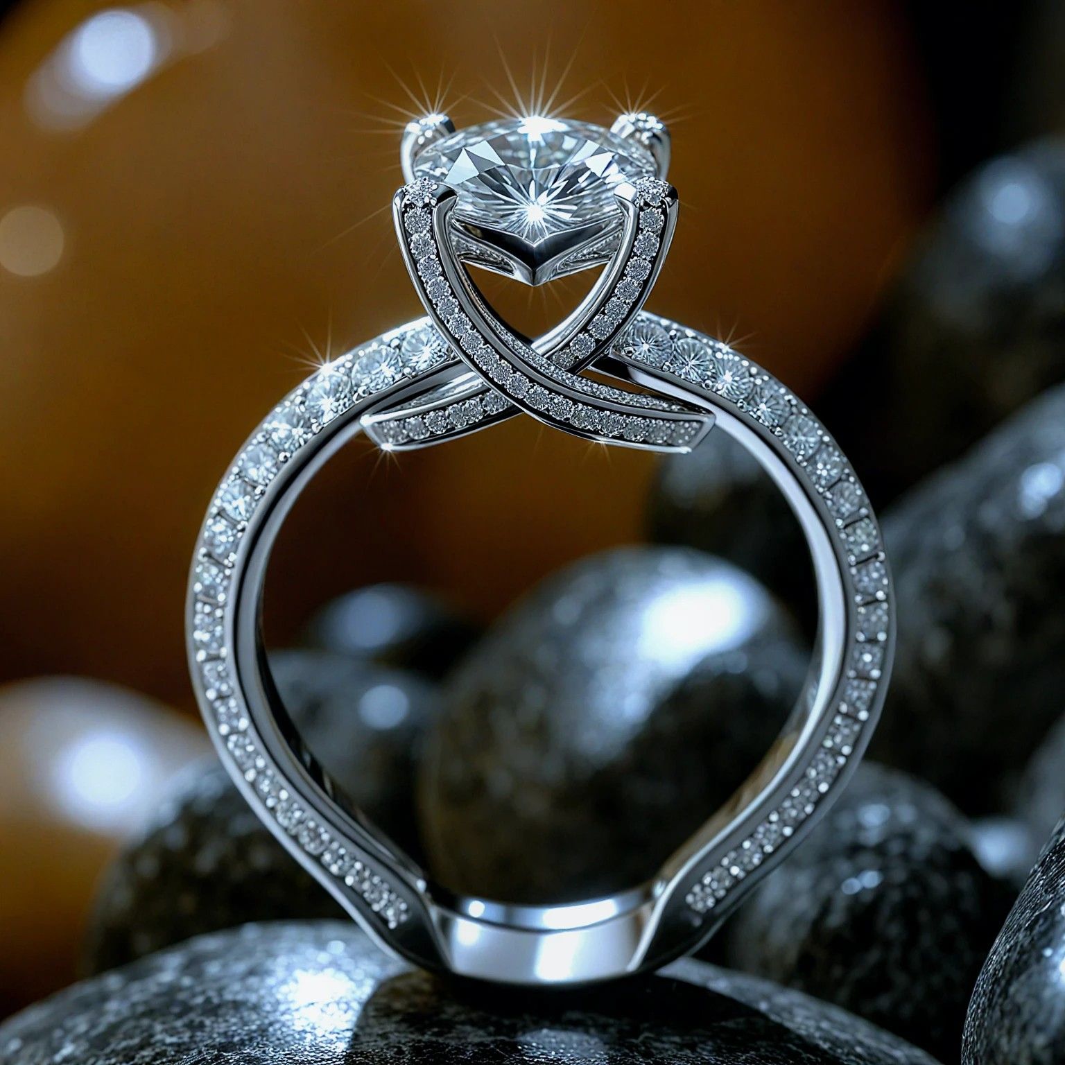 A diamond ring is sitting on a white cloth