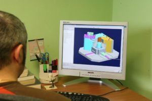 il monitor di un computer con un disegno tecnico