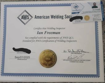 certified weld inspector certificate ponca