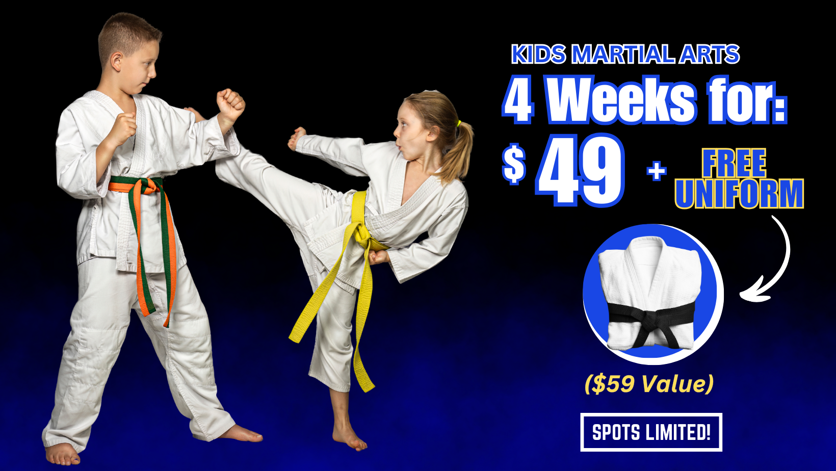 A boy and a girl are practicing martial arts for $ 197