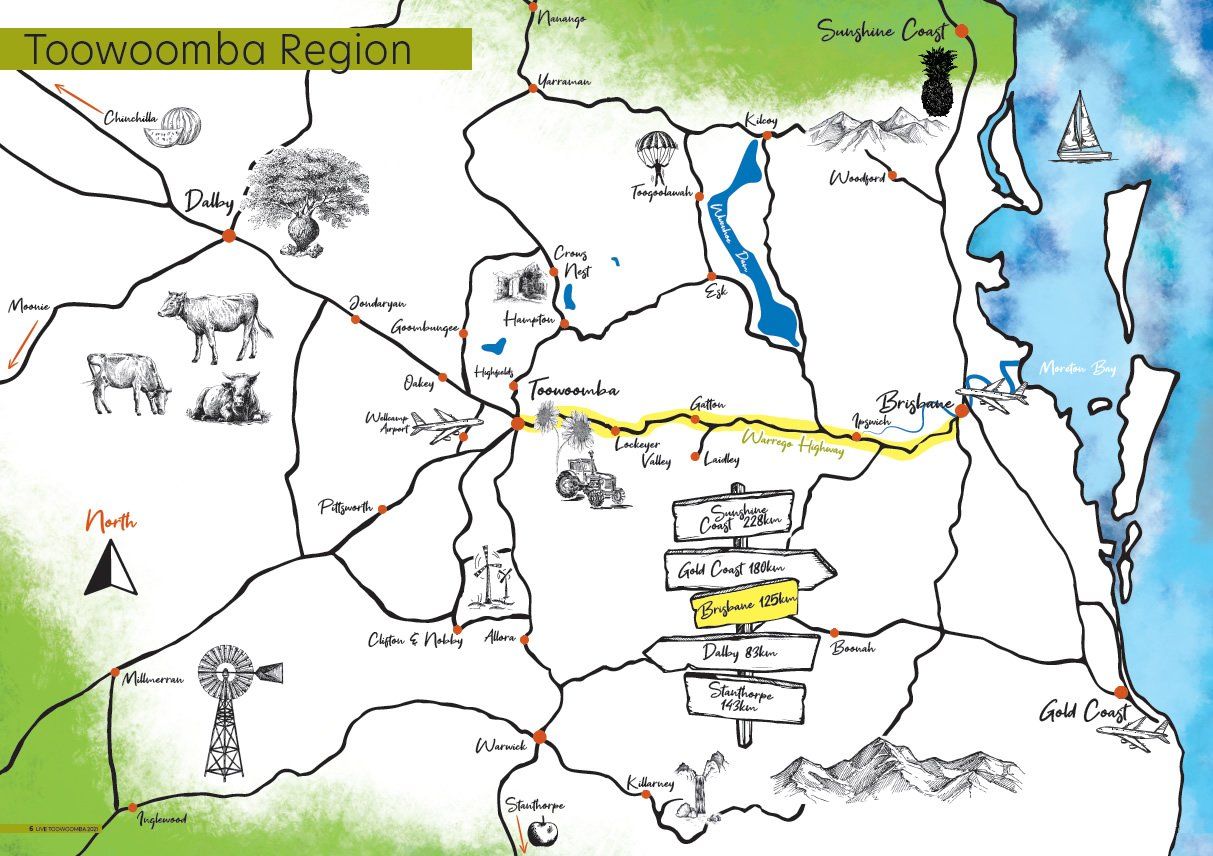 A map of the toowoomba region is shown