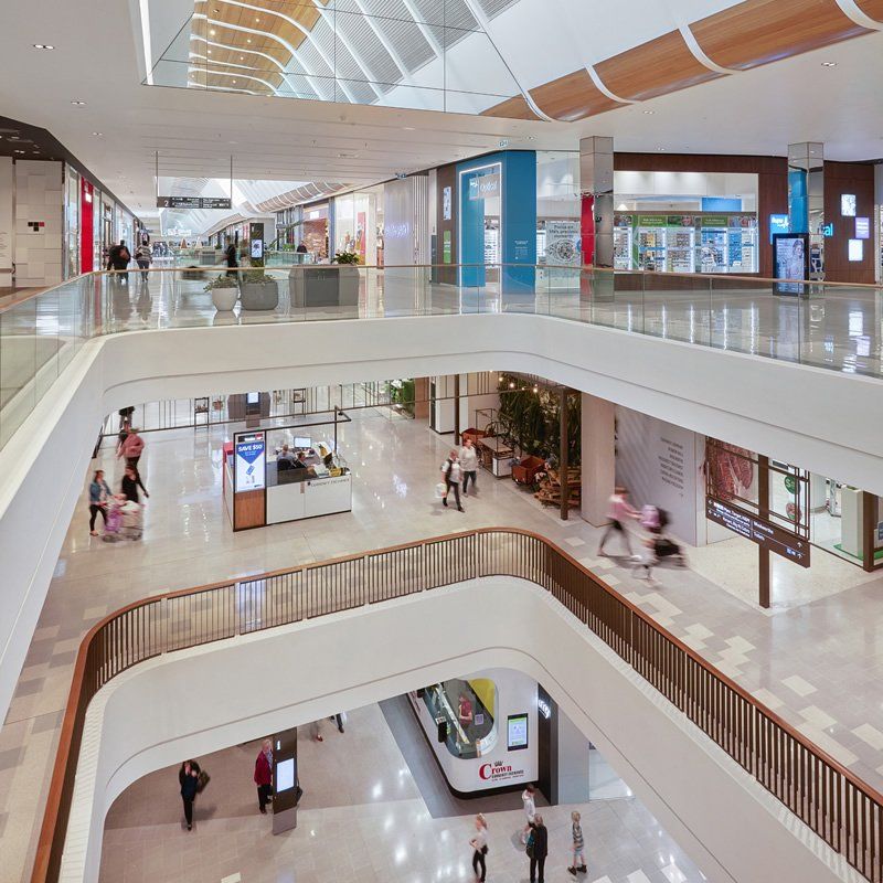 An aerial view of the inside of a shopping centre