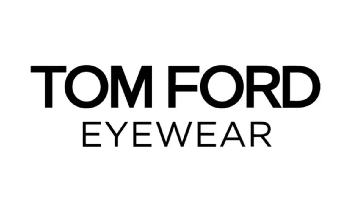 The logo for tom ford eyewear is black and white on a white background.