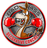 Bad Ass Decorative Concrete logo with a boxing kangaroo and red gloves