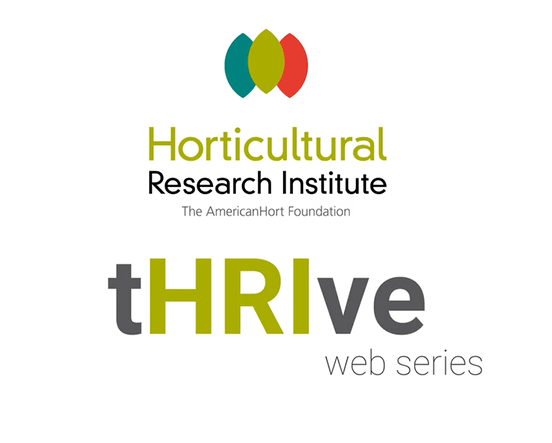 a logo for horticultural research institute and thrive web series