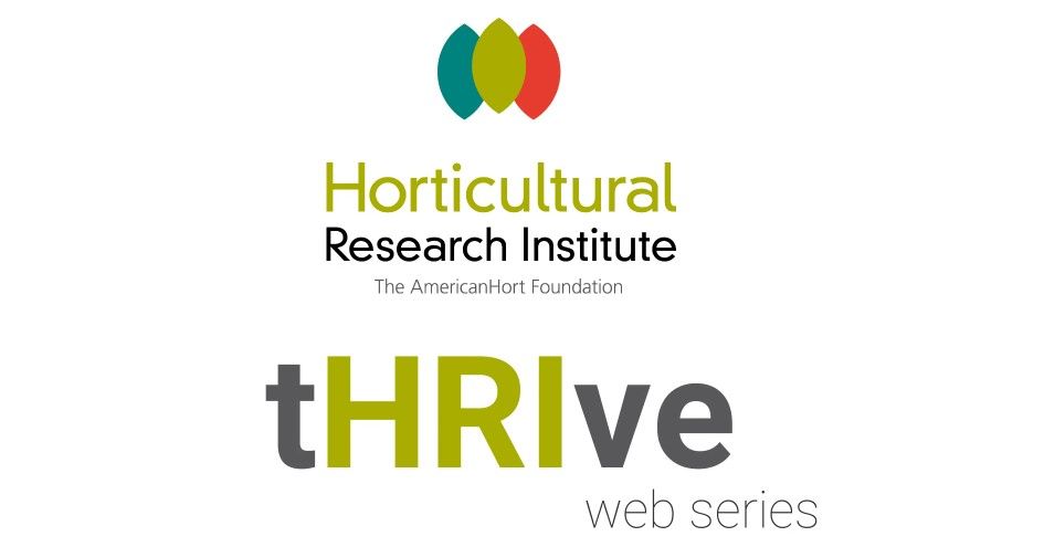 A logo for the horticultural research institute and thrive web series.