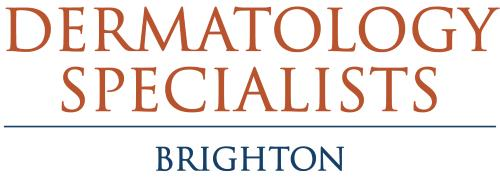 The logo for Dermatology Specialists Brighton with orange text on a white background.