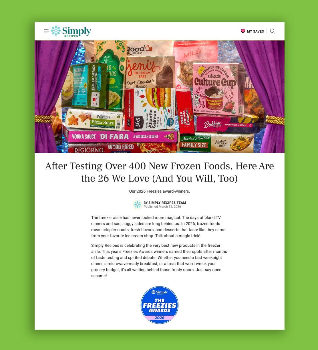 Image of Simply Recipes story featuring Dr. Praeger's product