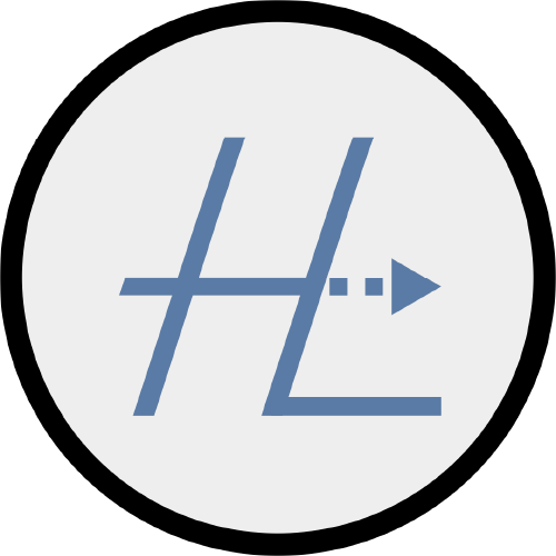 Blue "HL" logo within a circle, with an arrow pointing right.