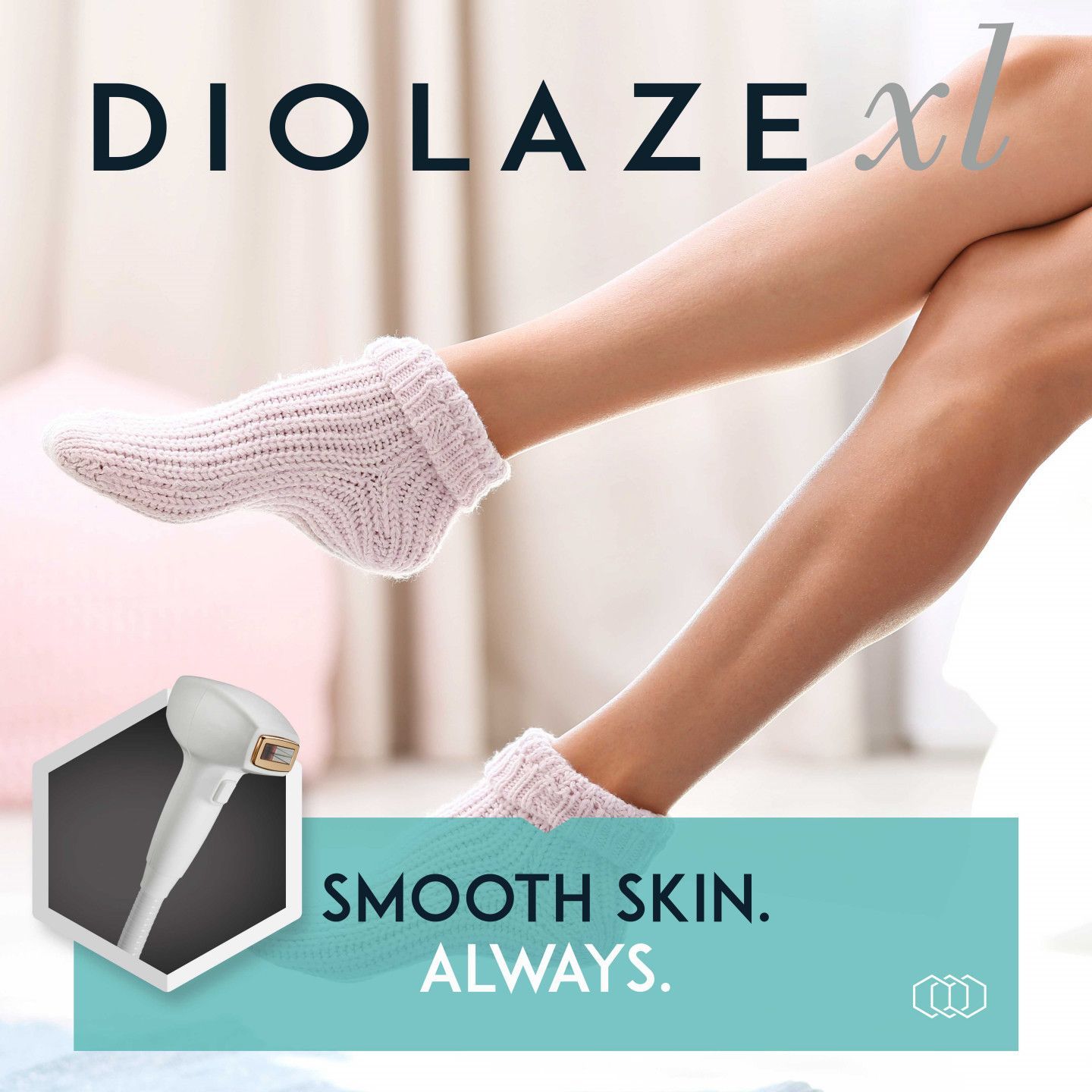 An ad for diolazex shows a woman 's legs and says smooth skin always