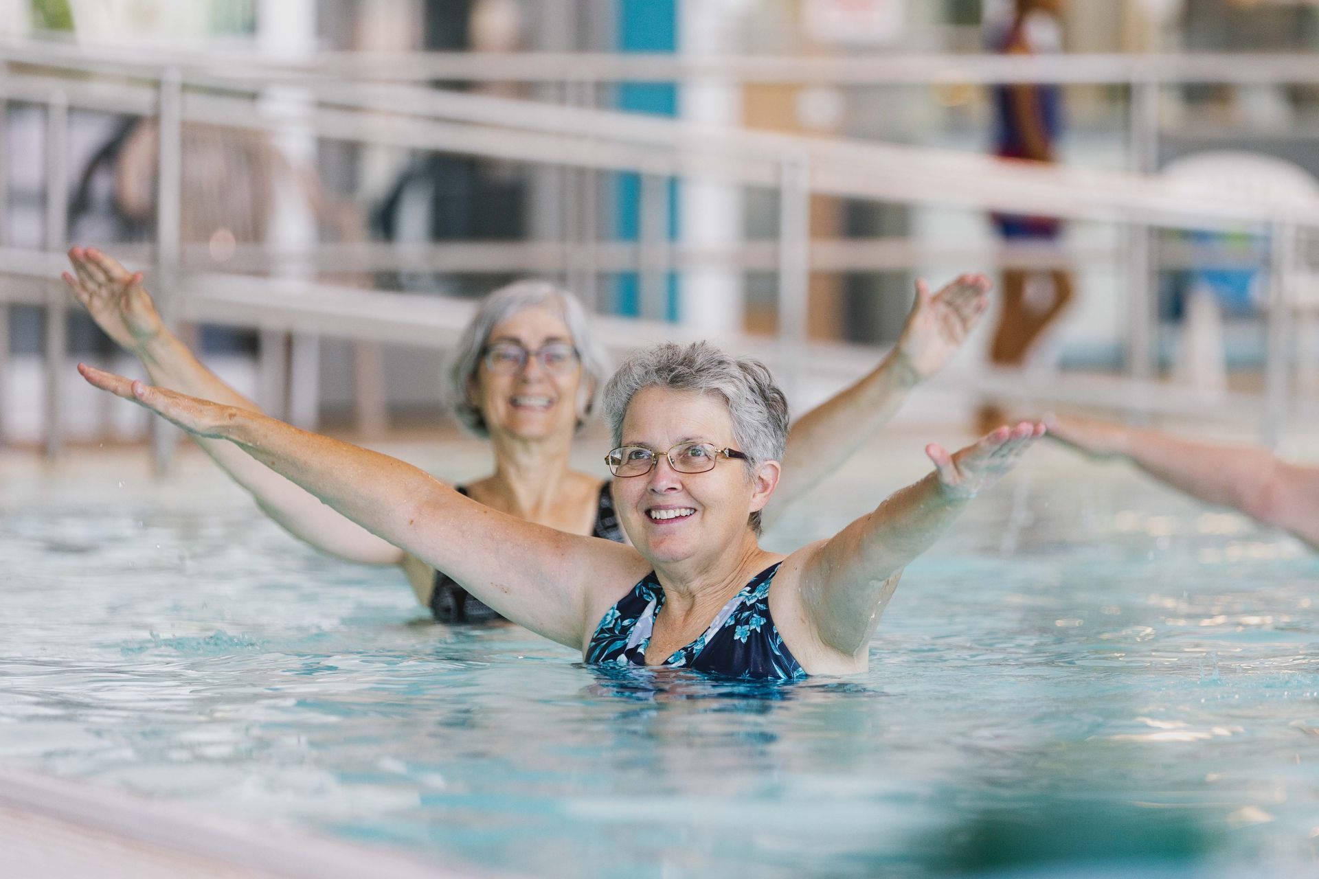 Group of senior citizens doing Hydrotherapy 