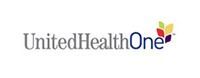 UnitedHealthOne logo with gray text and a colorful leaf design.