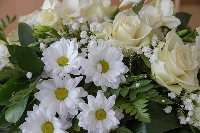 White Flowers at Memorial Service