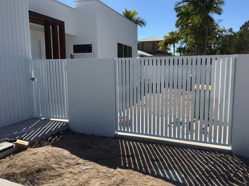 A White Automatic Steel Gate — Aliweld Fabrications In Caloundra West, QLD