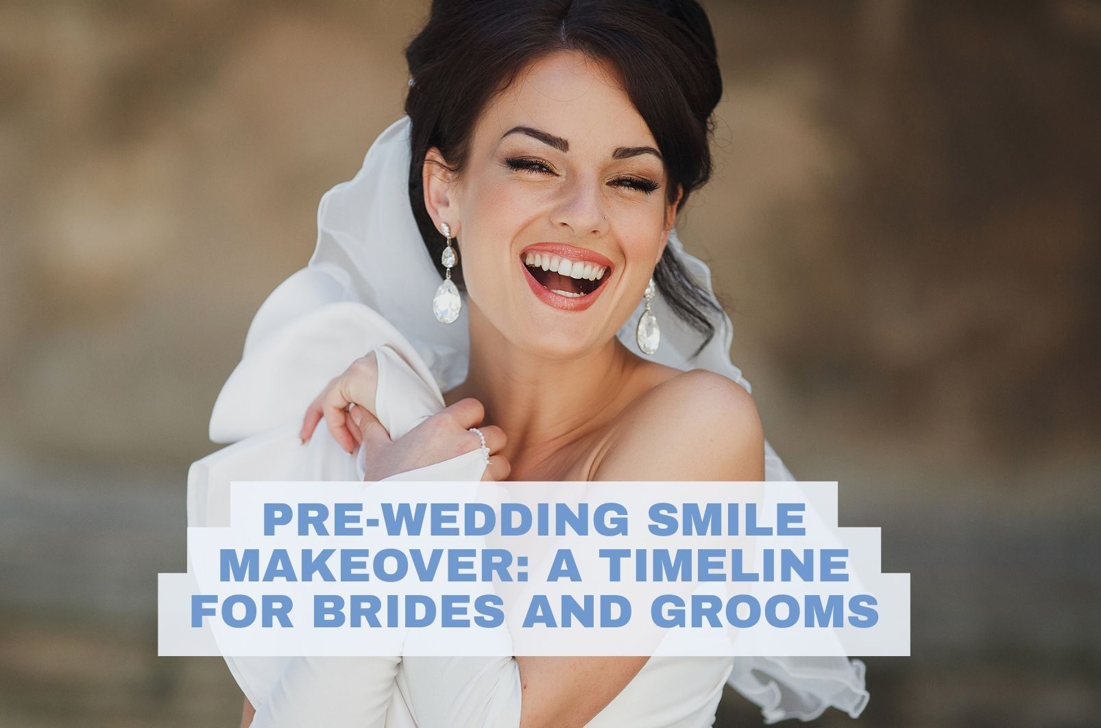 A bride smiles at her wedding after having a smile makeover