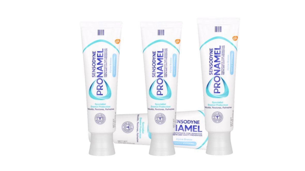Sensodyne Pronamel Gentle Teeth Whitening Enamel Toothpaste collage photo