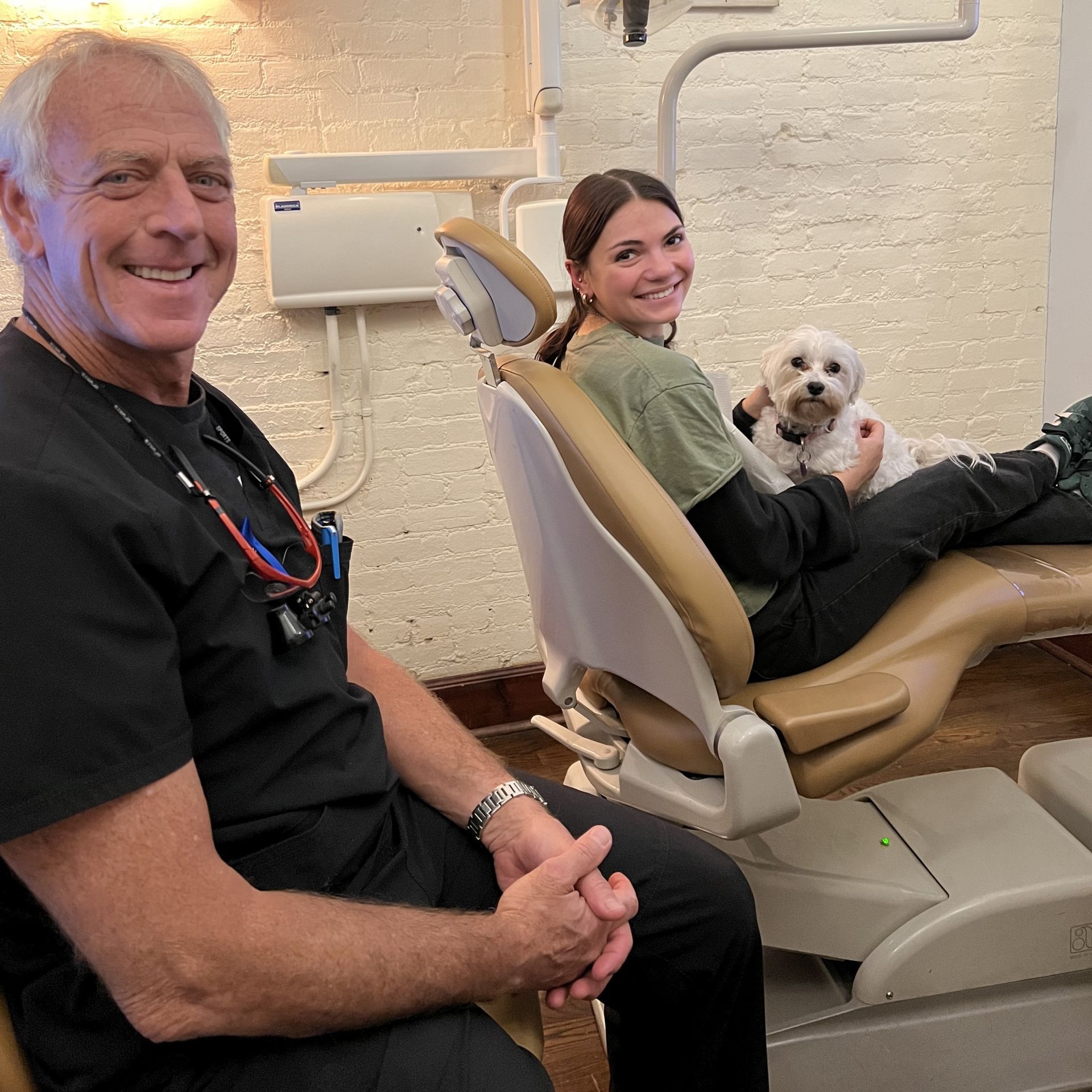 Cosmetic Dentist Dr. Fred Salomon with a patient at Tribeca Smiles in Manhattan 