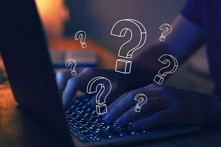 many quiestion marks on computer