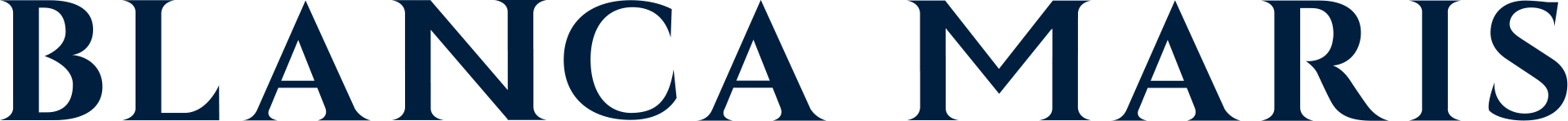 BLANCA MARIS, texto blanco sobre fondo azul oscuro.