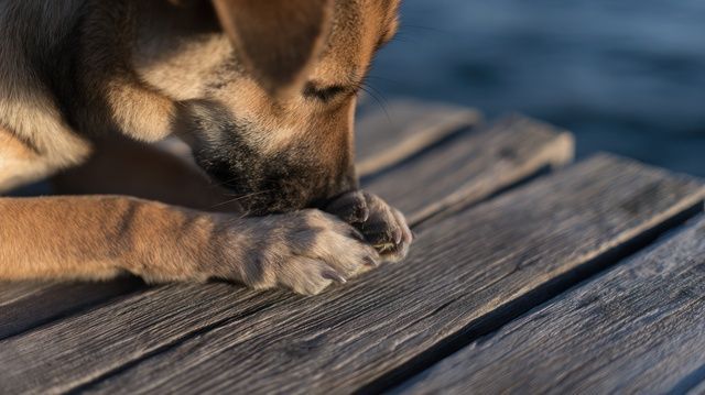 dog with fleas in lusby md on a dock