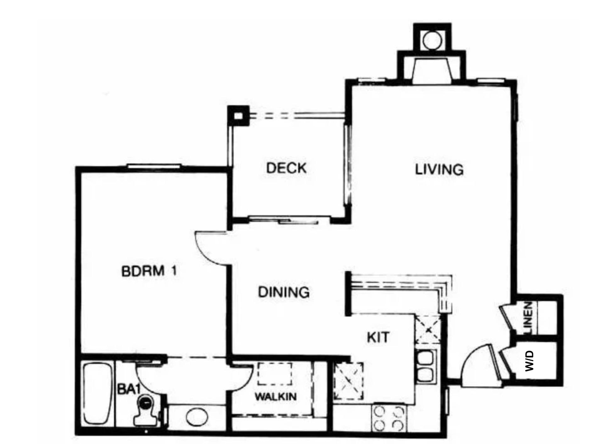 1 Bed, 1 Bath Floor Plan