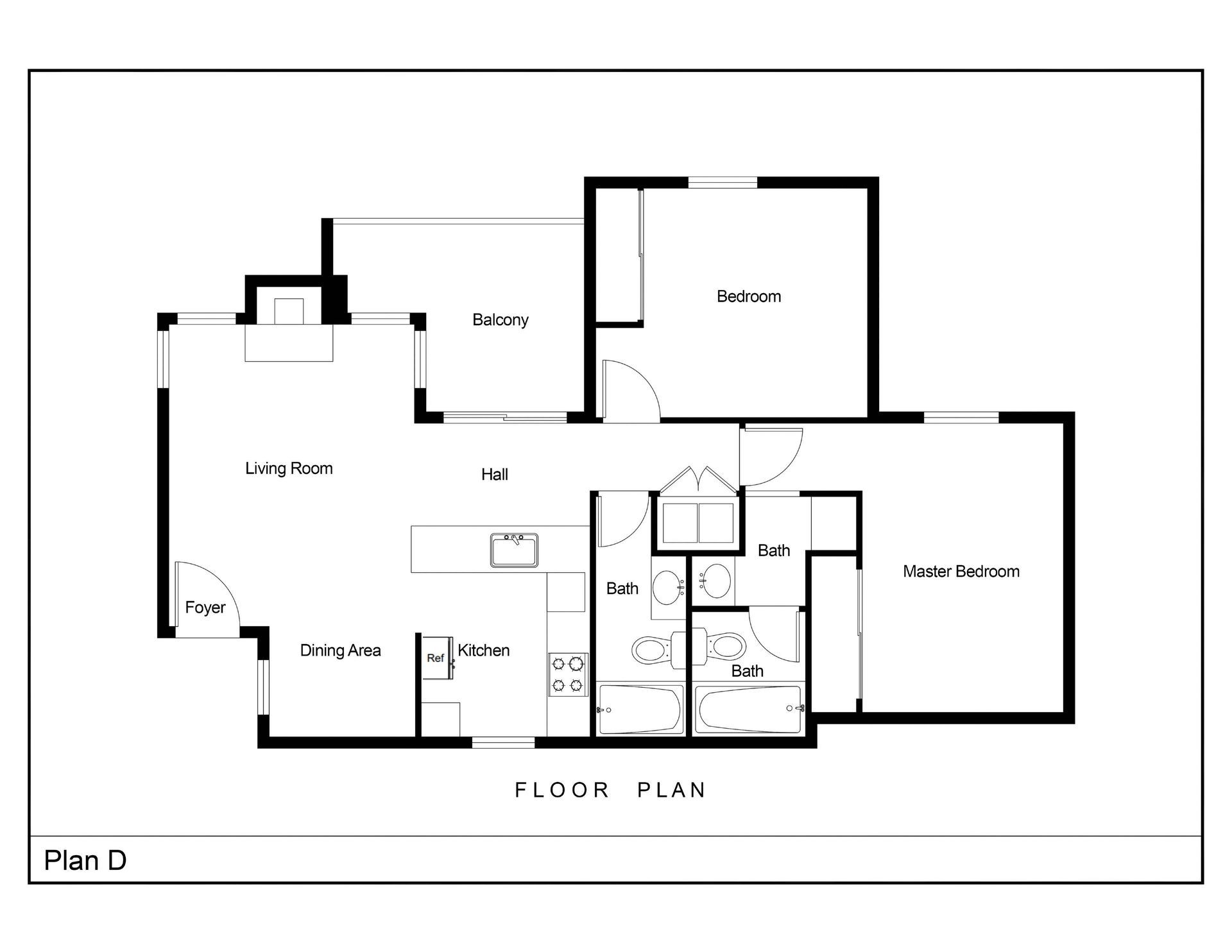 2 Bed, 2 Bath Floor Plan B
